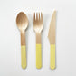 Yellow Dipped Wooden Cutlery