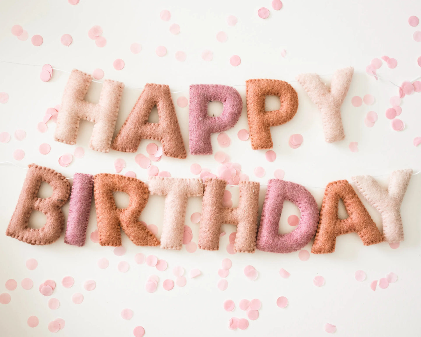 Happy Birthday Felt Letter Garland - Pinks