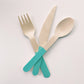 Teal dipped wooden utensils